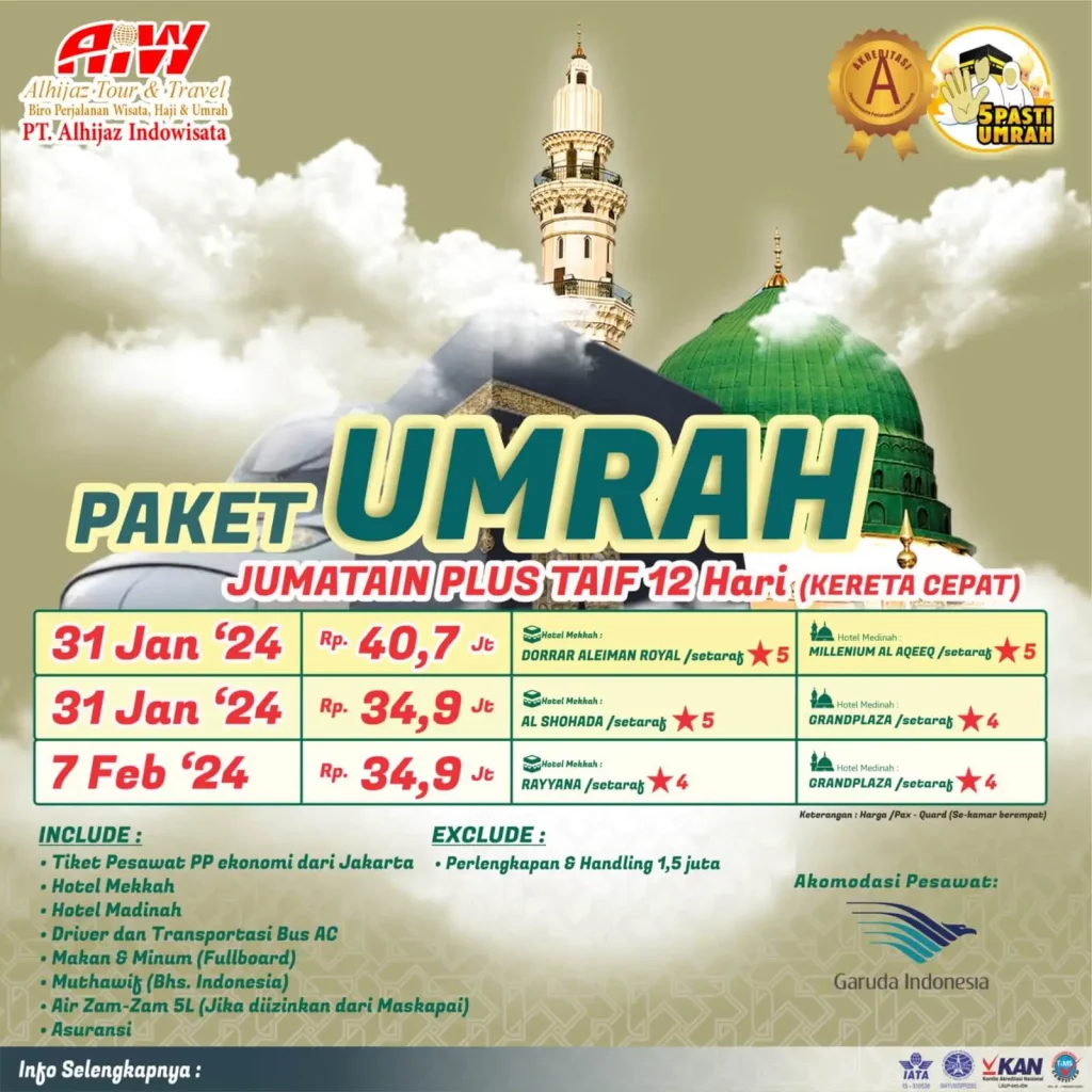 umroh jumatain plus taif kereta cepat