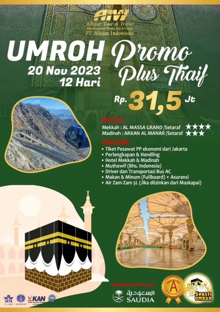 umroh PROMO PLUS CITY TOUR TAIF 12HR