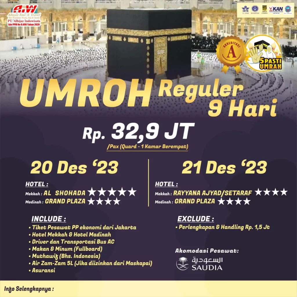 umroh REGULER 9 hari