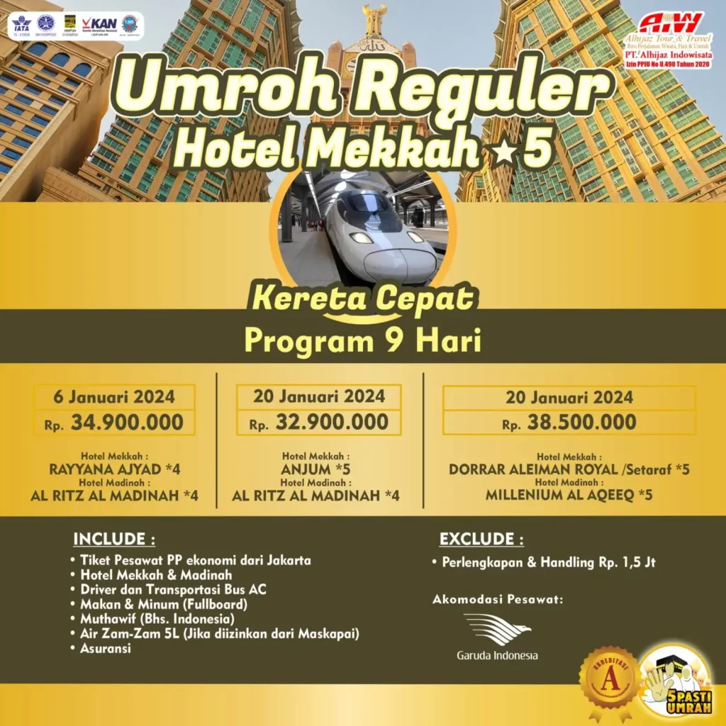 umroh reguler 9 hari kereta cepat